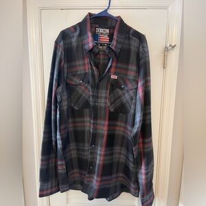 DIXXON Black and Red Plaid Casual Button Down Shirt